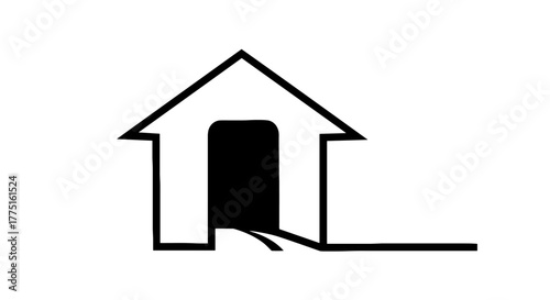 Minimalist Home Entrance Illustration Showing Opportunity and Access, Symbolic of Real Estate, Security, and Investment in a Modern Style with a Keyhole Shaped Doorway, Representing a Secure Future, S