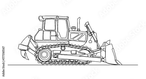 Bulldozer Digging Construction Site: Heavy Equipment Excavation, Site Preparation, Demolition in Infrastructure Project, Roadwork with Tractor, Powerful, Industrial, Engineering, Landscaping, Modern L