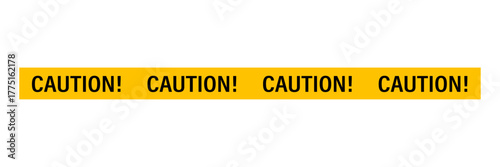 Caution yellow tape for industrial safety, road, construction, barricade. Caution warning tape for danger area. No entry sign. Vector illustration.