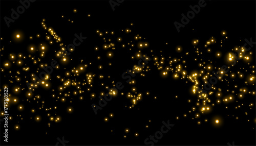 shiny and golden sparkle dust on dark background