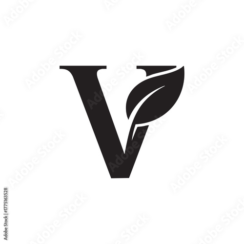 Black letter v with leaf symbol