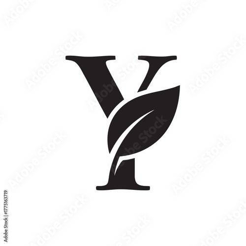 Black letter y with leaf white logo