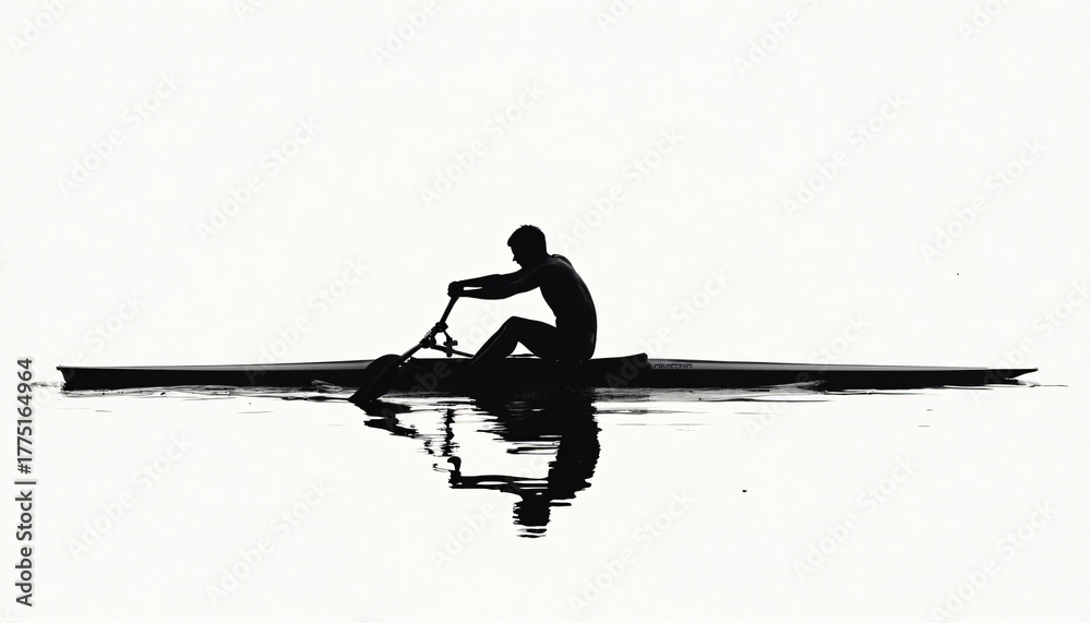 Fototapeta premium Rower in Silhouette on Water