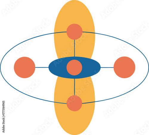 Flat minimalist diagram of cell division metaphase with chromosomes and spindle fibers science
