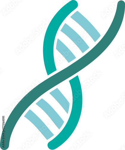 Teal and light blue abstract D N A helix icon with gentle curves metaphase molecule science