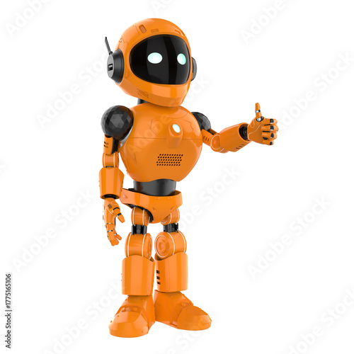 Cute and small artificial intelligence personal assistant robot thumb up