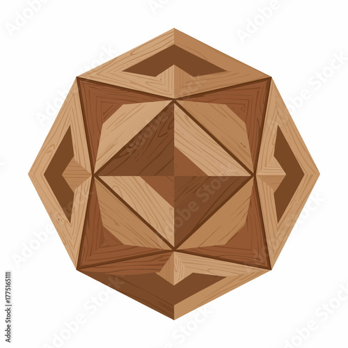 Flat vector wooden inlay octagon flooring geometric parquet pattern design
