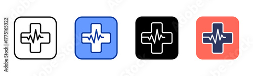 Medical Cross Symbol icon sheet multiple style collection