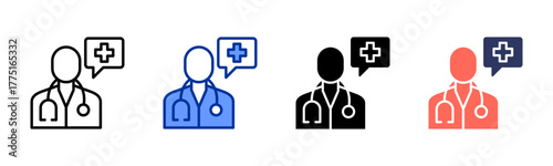 Doctor Consultation icon sheet multiple style collection