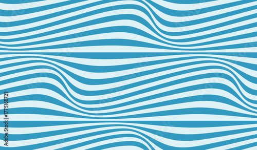 Wave pattern of caramel stripes background. Curly waves flow texture. Retro psychedelic linear texture blue color