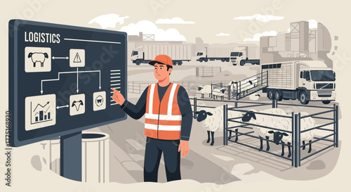 Livestock logistics management with visual data display for efficient operations