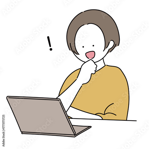 パソコンを操作する女性のイラスト