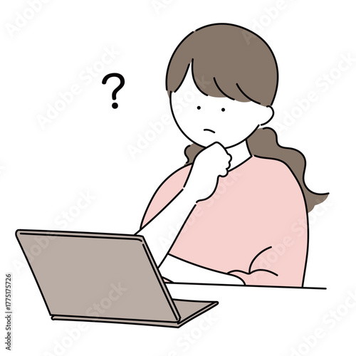 パソコンを操作する女性のイラスト