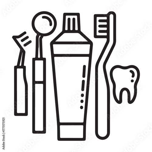 Toothbrush and paste icon