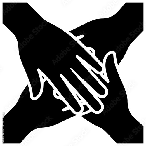 together illustration teamwork silhouette support logo team icon hands outline hand collaboration business group community work success unity partnership shape agency vector graphic background