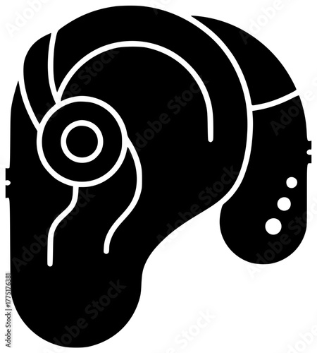 deaf illustration disability silhouette ear logo aid icon health outline sound medical device hear technology equipment person care hearing shape women vector graphic background