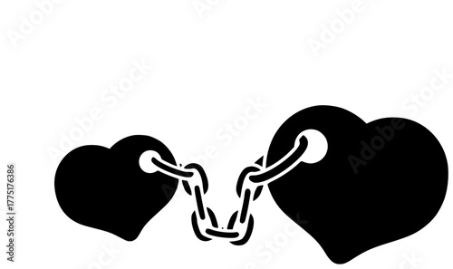 heart illustration chain silhouette sticker logo fashion icon 90s outline art tattoo 2000s y2k trendy goth flame black set shape kids vector graphic background