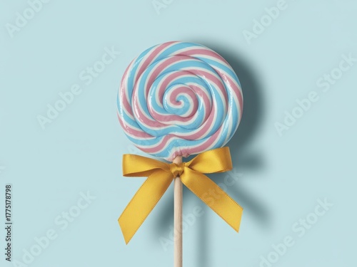 candy cane on cyan background