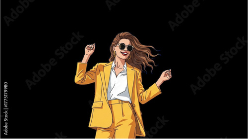Joyful Businesswoman Dancing A Celebration of Success and Happiness, Isolated