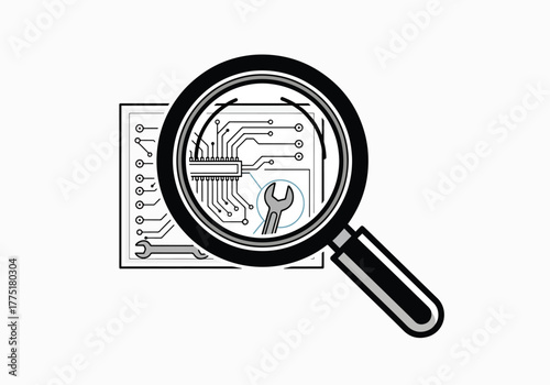 Circuit Board Inspection with Magnifying Glass