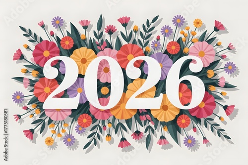 Floral 2026 text on white background