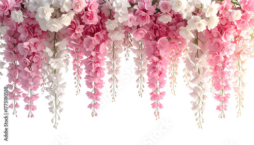 Synthetic hanging blossom ceiling decor isolated on transparent background
