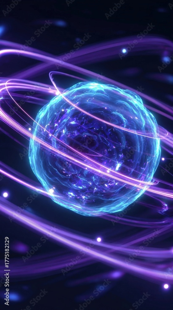 Obraz premium Glowing orb with energy rings