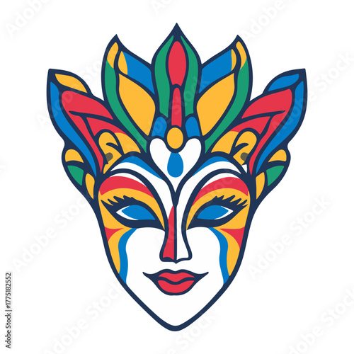 Venice Mask Festival, Italy; masks; Europe; festivals; celebrations; vector; transparent background