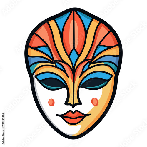 Venice Mask Festival, Italy; masks; Europe; festivals; celebrations; vector; transparent background