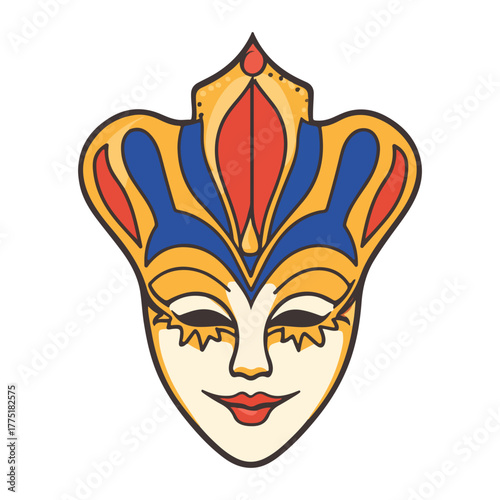 Venice Mask Festival, Italy; masks; Europe; festivals; celebrations; vector; transparent background