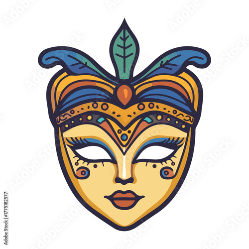 Venice Mask Festival, Italy; masks; Europe; festivals; celebrations; vector; transparent background