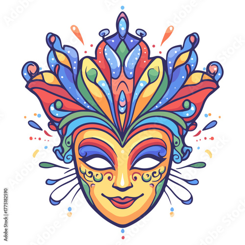 Venice Mask Festival, Italy; masks; Europe; festivals; celebrations; vector; transparent background