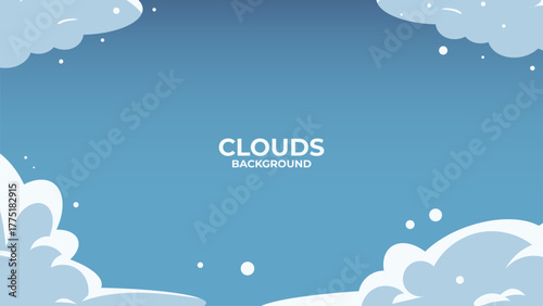 Blue sky and clouds vector illustration in anime style, showing horizon and sunlight glow. Ideal for peaceful nature landscape or wallpaper design.
