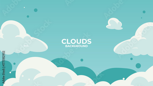 Blue sky with floating white clouds in calm anime style. Sunny weather background illustration for landscape, wallpaper, or peaceful nature scene.