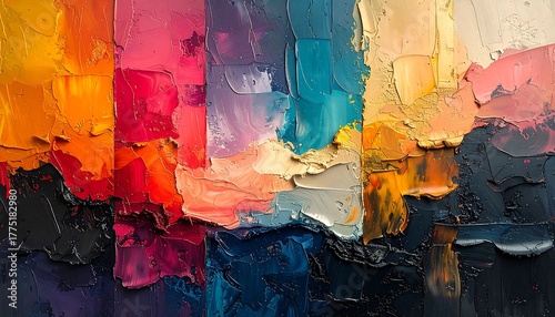 Abstract Oil Painting A Colorful Exploration of Texture and Hue with Brushstrokes