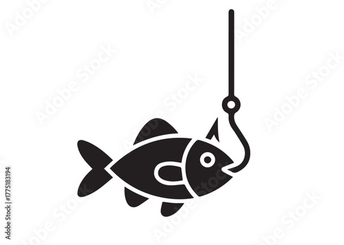 Fish caught Icon, Fish caught Black Vector