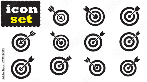 Target Arrow Icon, Target Arrow Black Vector Set