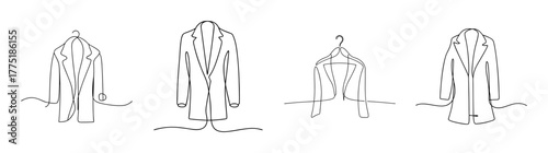 Collection of four classic overcoat styles elegant fashion sketches for men's outerwear design
