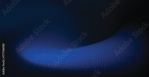 Abstract dark blue background with smooth wave shape and subtle dotted pattern gives a futuristic and modern feel, perfect for technology and corporate presentations