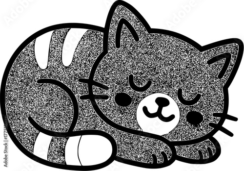 Cute gray striped cat peacefully sleeping, suitable for petthemed designs, cat lovers, relaxation concepts, and more.