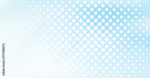 A light blue and white background features a diagonal pattern of parallel lines intersected by a grid of evenly spaced white circles forming a textured, modern design