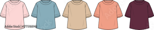 Collection of Plain Crew Neck Tops in Various Pastel Colors and Earth Tones