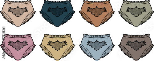 Colorful Lace Trim Panties Fashionable Underwear Collection