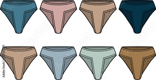 Assortment of Colorful Briefs A Stylized Graphic Design Displaying Underwear in Various Shades