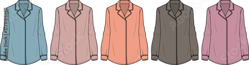 Fashionable Sleepwear A Collection of Elegant Pajama Tops in Various Colors