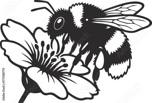 bee and flower flat vector illustration design clipart