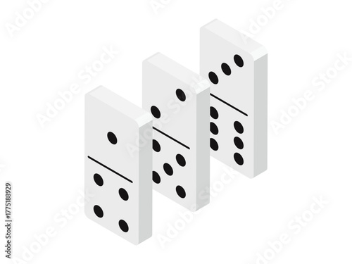 三つ並んだ白いドミノ