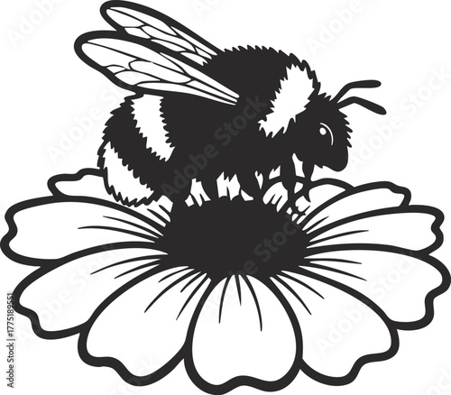 bee and flower flat vector illustration design clipart