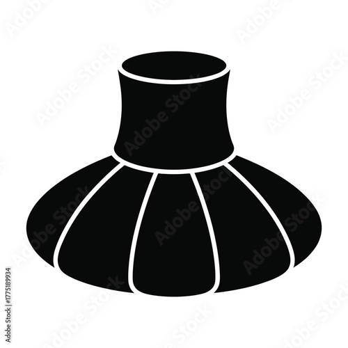 Black silhouette of a traditional thai herbal compress ball