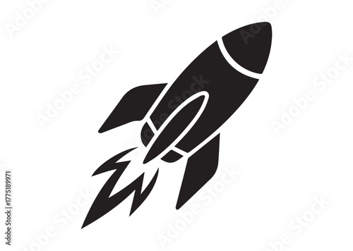 A rocket launching Icon, A rocket launching Black Vector